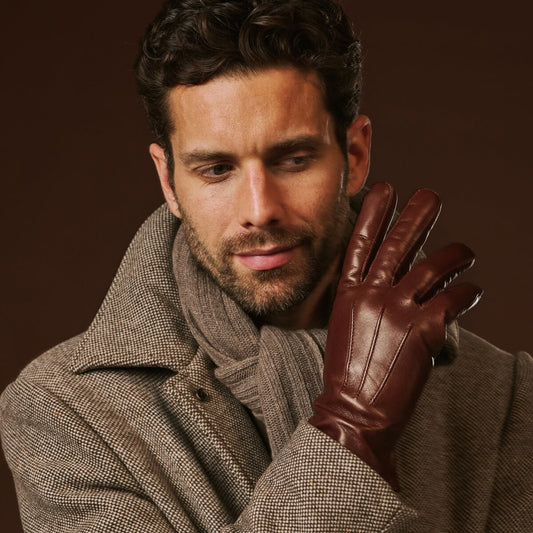 Giovanni (brown) - Classic Italian lambskin leather gloves with cashmere lining — photo 1 of 10