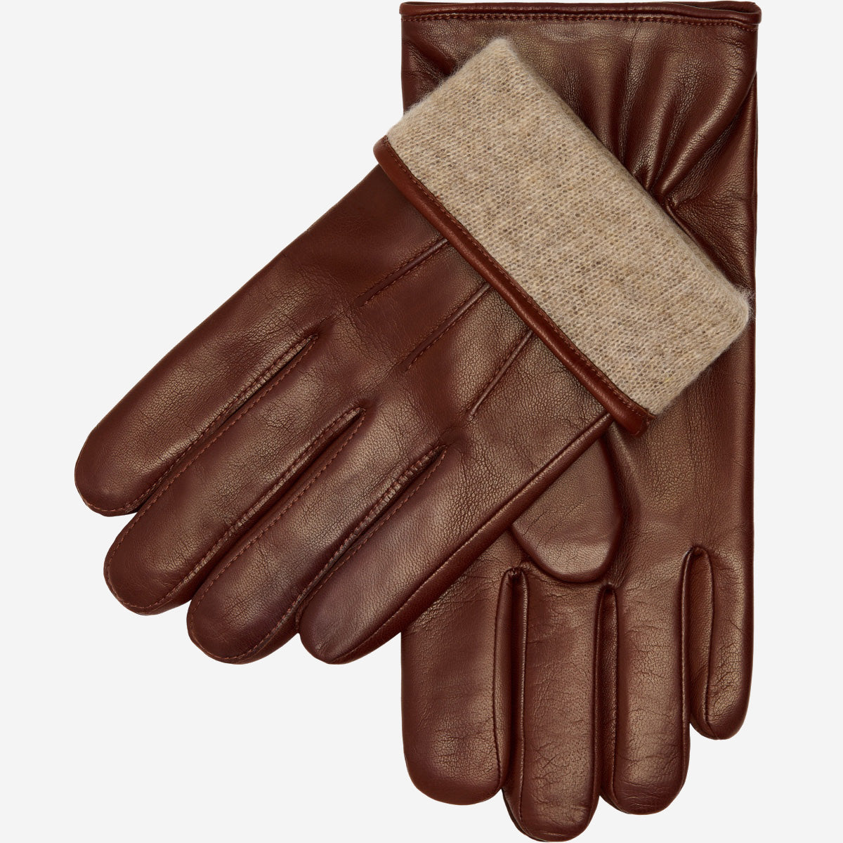 Giovanni (brown) - Classic Italian lambskin leather gloves with cashmere lining — photo 2 of 10