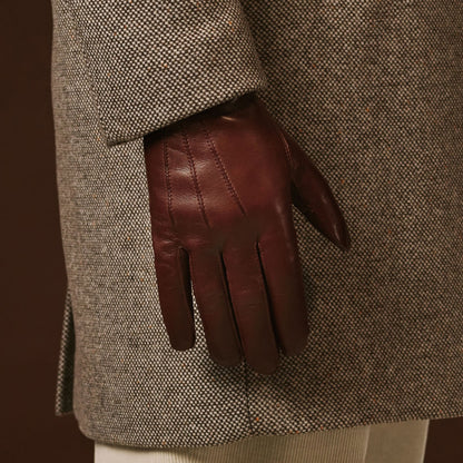 Giovanni (brown) - Classic Italian lambskin leather gloves with cashmere lining — photo 10 of 10