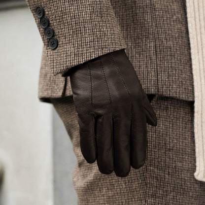 Giovanni (brown) - Classic Italian lambskin leather gloves with cashmere lining & touchscreen feature — photo 9 of 10
