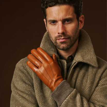 Giovanni (cognac) - Classic Italian lambskin leather gloves with cashmere lining — photo 2 of 10