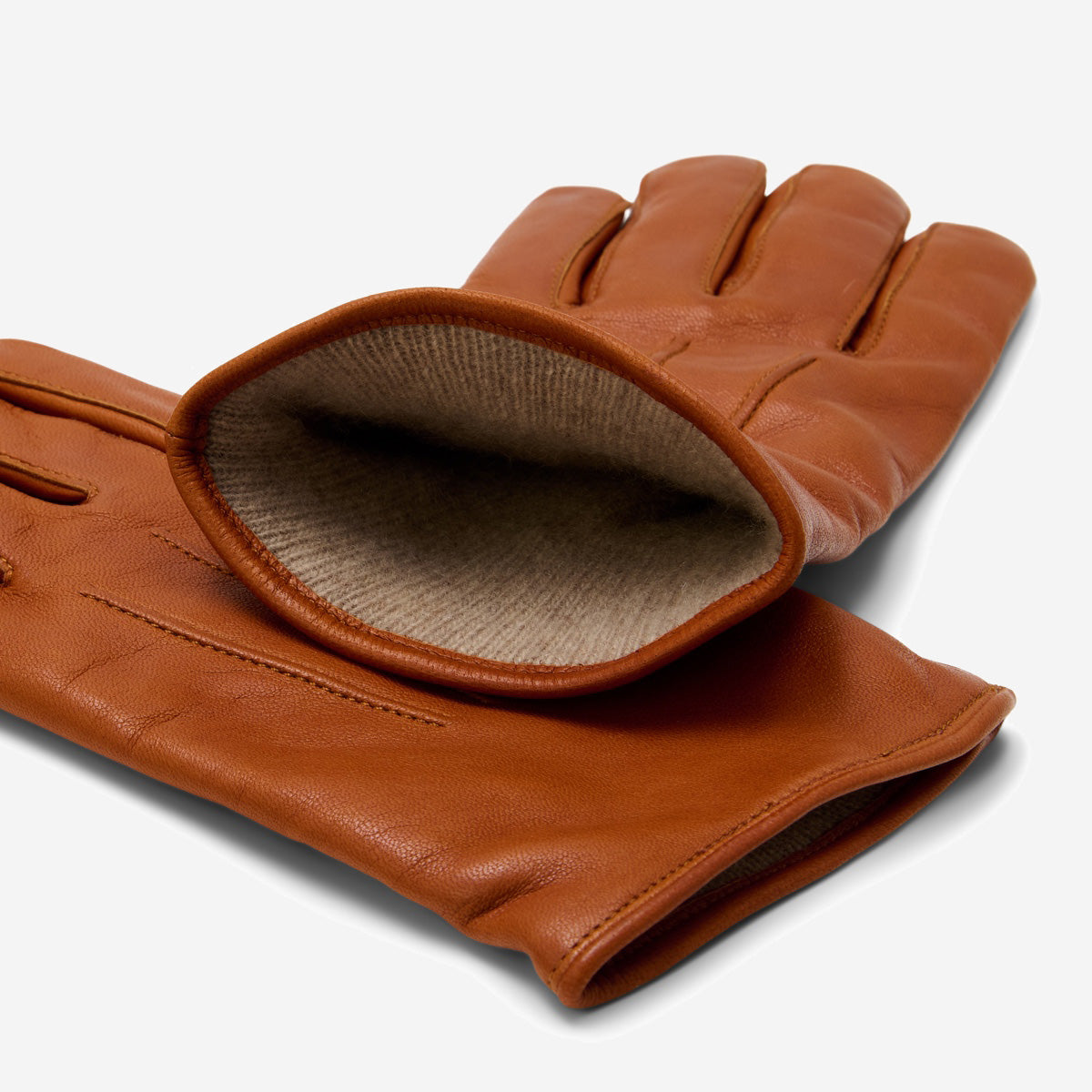 Giovanni (cognac) - Classic Italian lambskin leather gloves with cashmere lining — photo 5 of 10