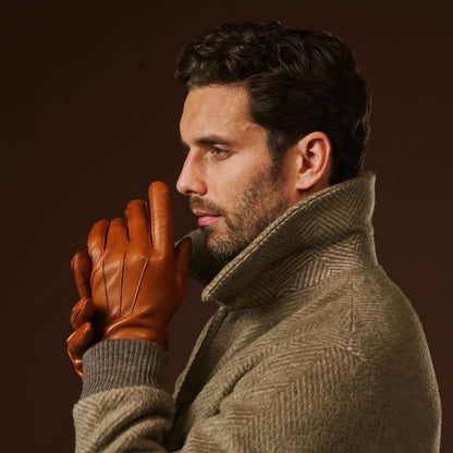Giovanni (cognac) - Classic Italian lambskin leather gloves with cashmere lining — photo 9 of 10