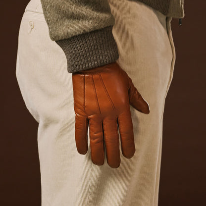 Giovanni (cognac) - Classic Italian lambskin leather gloves with cashmere lining — photo 10 of 10