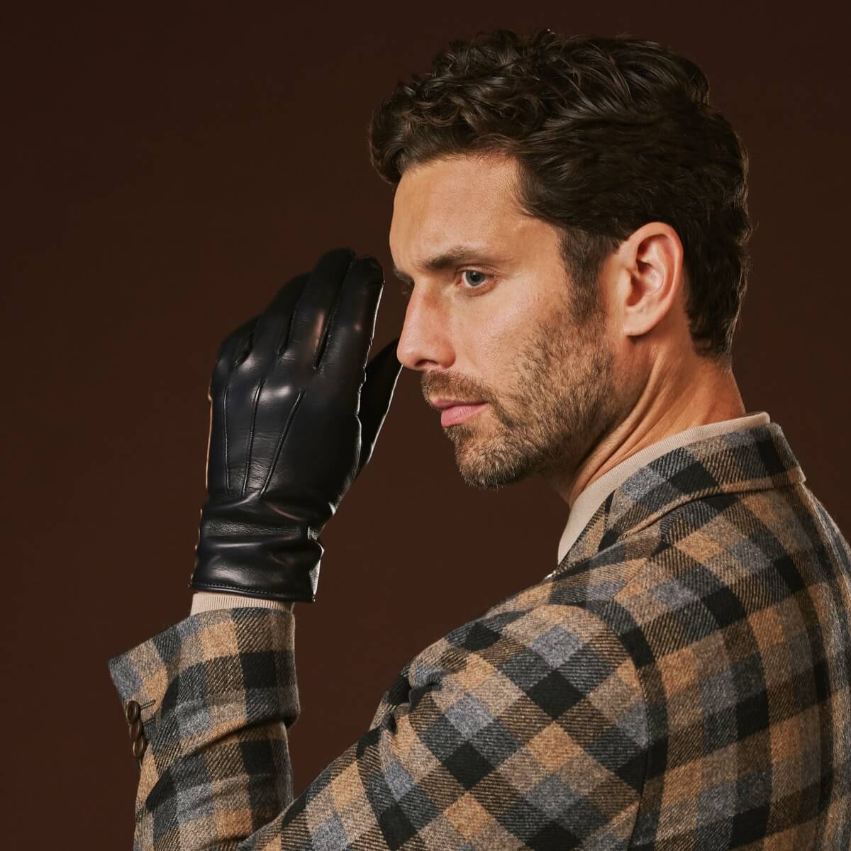 Giovanni (navy blue) - Classic Italian lambskin leather gloves with cashmere lining — photo 1 of 10
