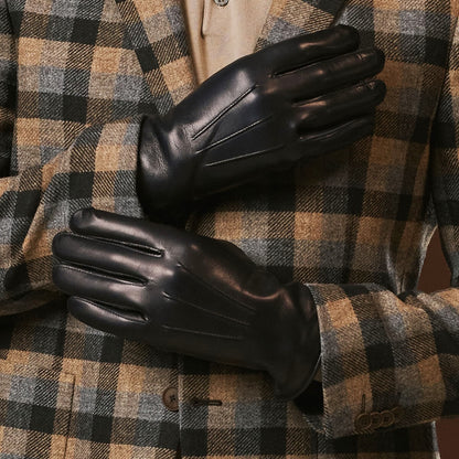 Giovanni (navy blue) - Classic Italian lambskin leather gloves with cashmere lining — photo 5 of 10