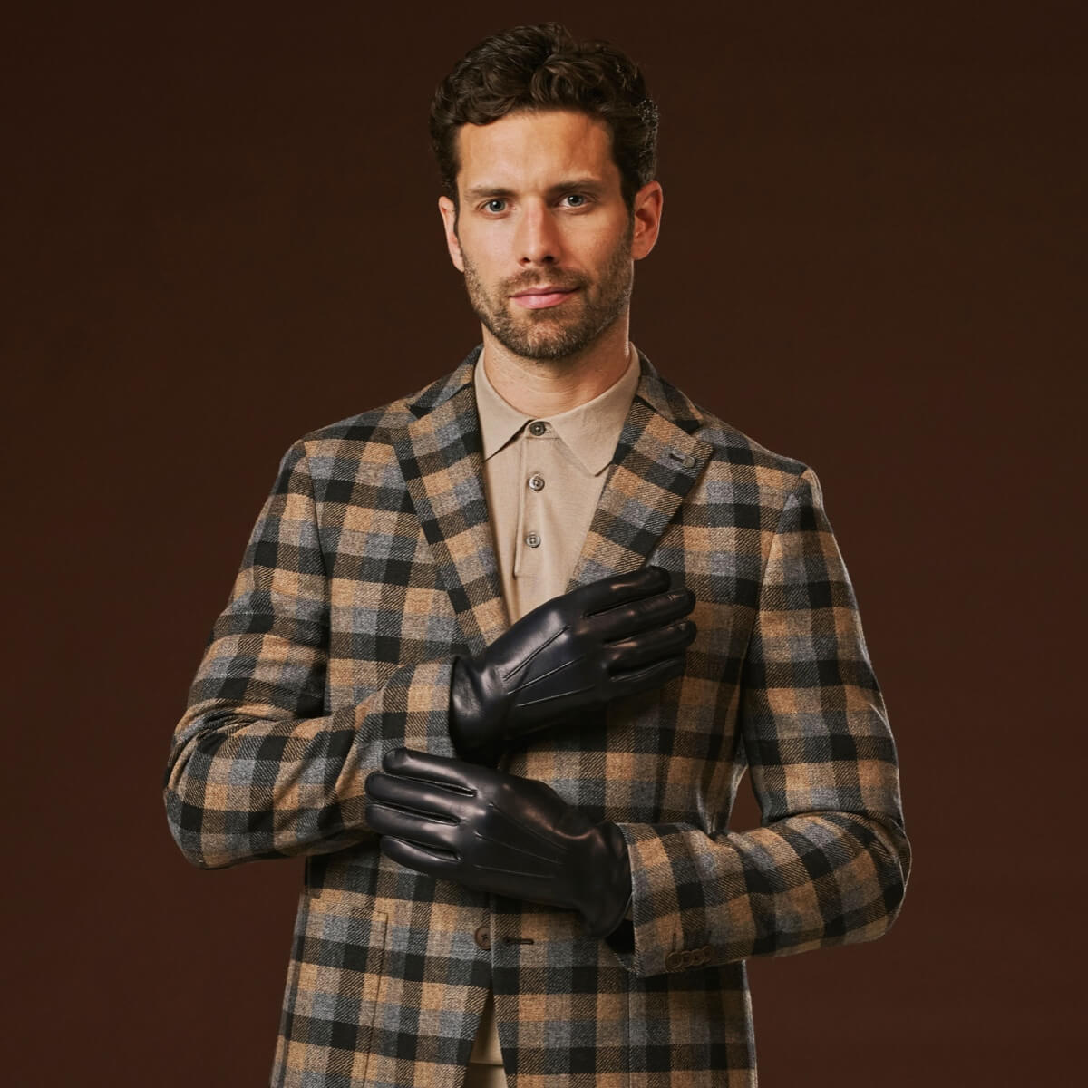 Giovanni (navy blue) - Classic Italian lambskin leather gloves with cashmere lining — photo 10 of 10