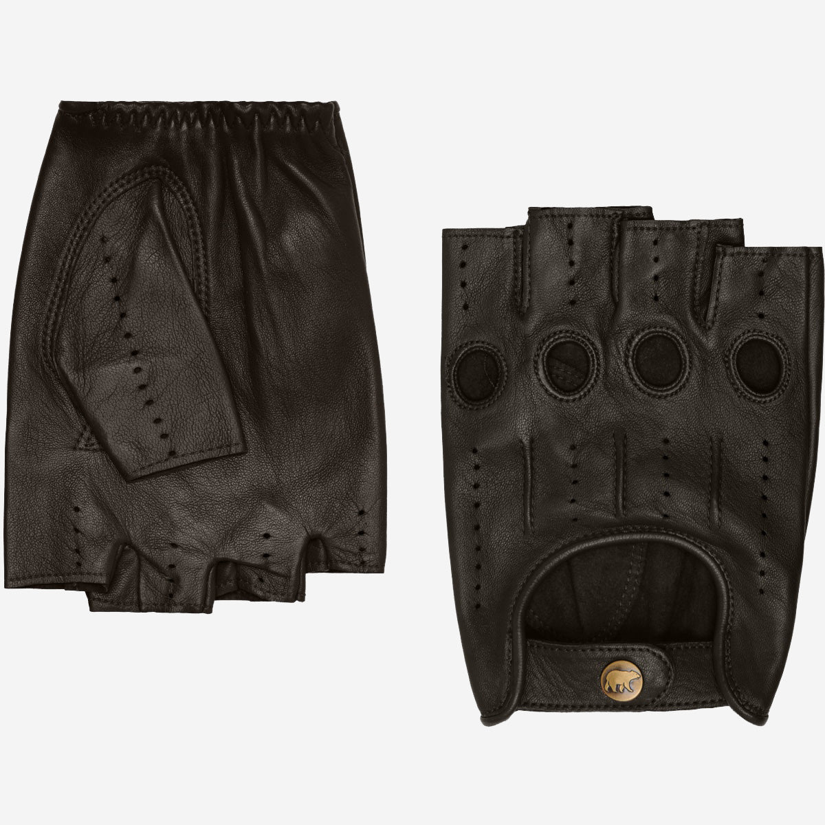 Giuseppe (black) - Italian lambskin fingerless leather driving gloves — photo 1 of 10