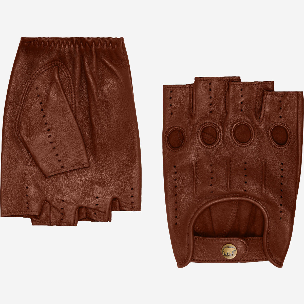 Giuseppe (brown) - Italian lambskin fingerless leather driving gloves — photo 1 of 10