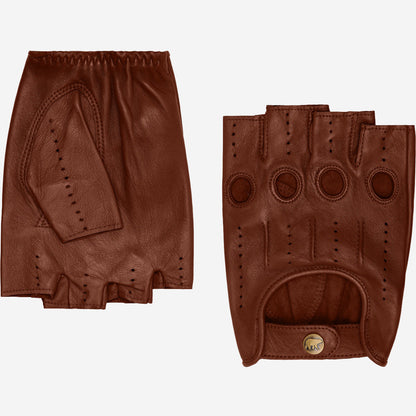 Giuseppe (brown) - Italian lambskin fingerless leather driving gloves — photo 1 of 10