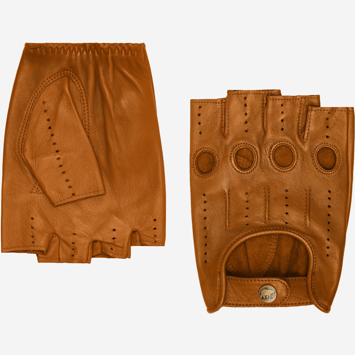 Giuseppe (cognac) - Italian lambskin fingerless leather driving gloves — photo 2 of 10