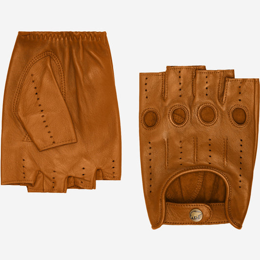 Giuseppe (cognac) - Italian lambskin fingerless leather driving gloves — photo 2 of 10