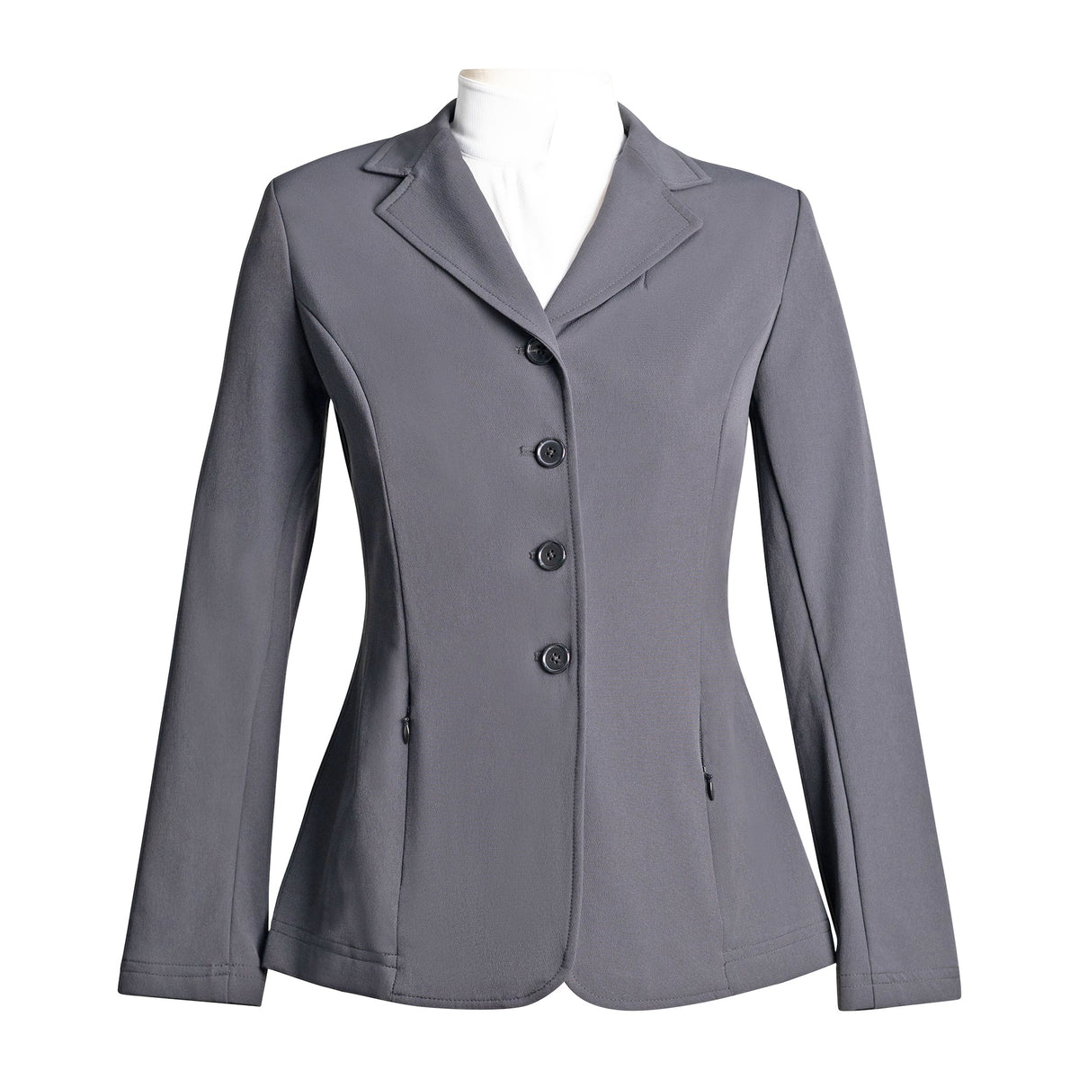 Grand Prix Ladies Quinn Show Coat, 4 Button with Hidden Zipper Closure, Navy
