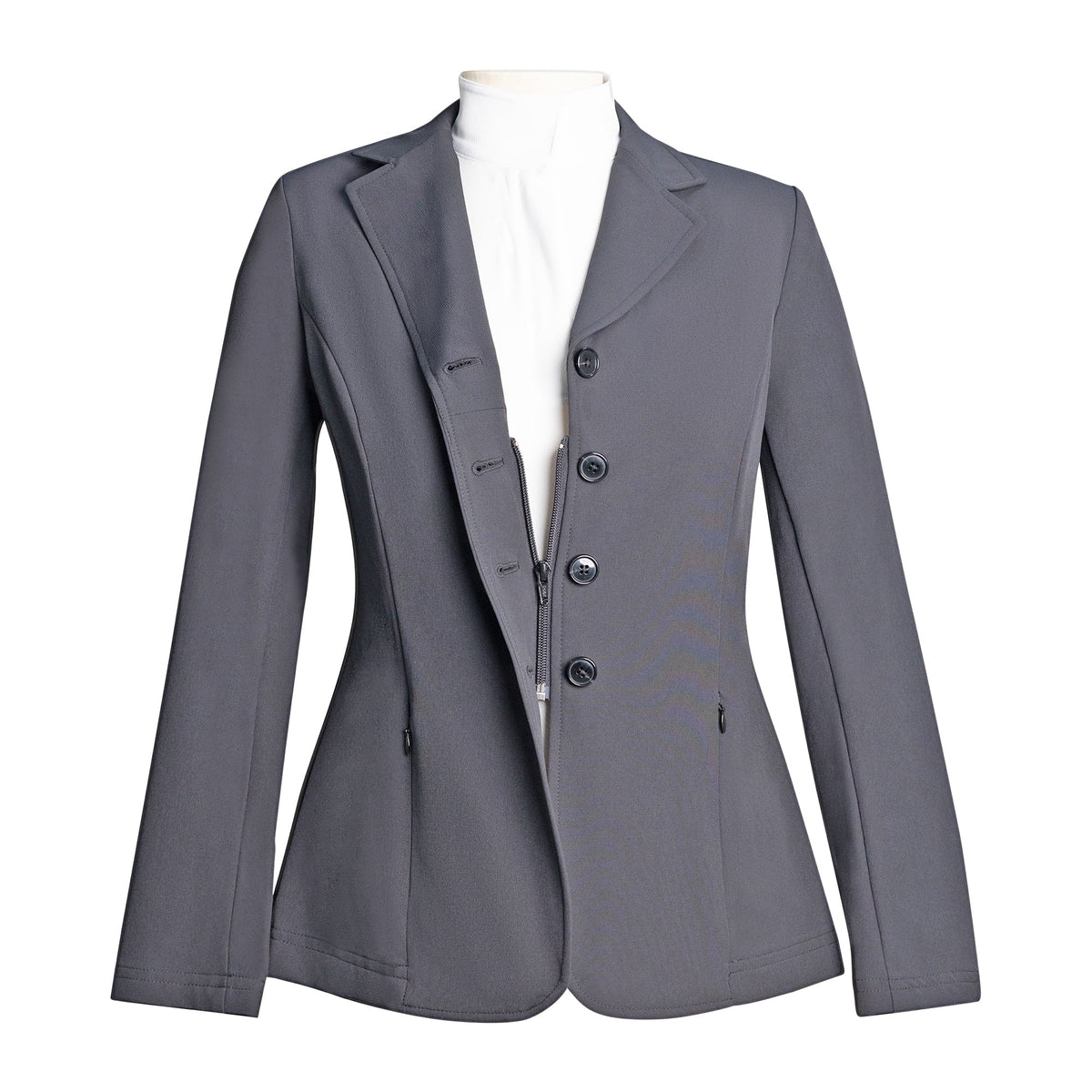 Grand Prix Ladies Quinn Show Coat, 4 Button with Hidden Zipper Closure, Navy