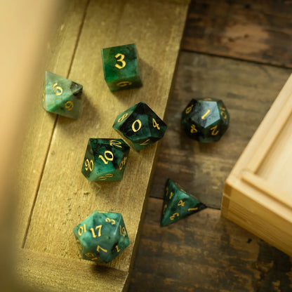 Juego de Dados de DND de Gema Esmeralda Verde