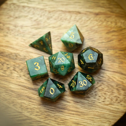Juego de Dados de DND de Gema Esmeralda Verde