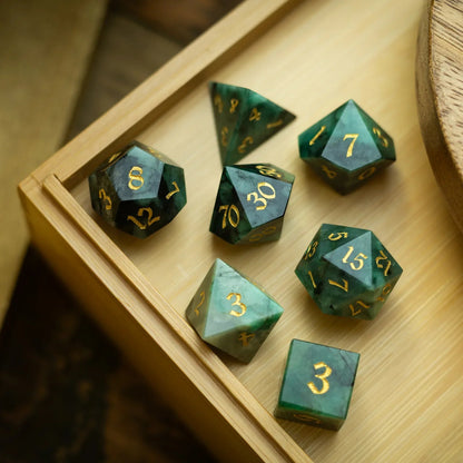 Juego de Dados de DND de Gema Esmeralda Verde