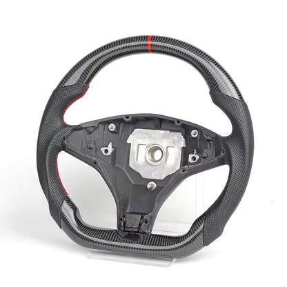 Real Carbon Fiber Sport Steering Wheel for Tesla Model S 2014–2020 & Model X 2016–2020 Black Leather Heated