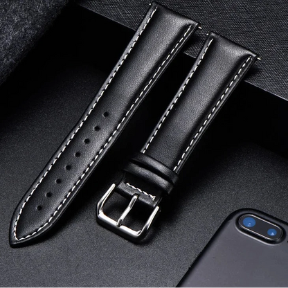 Motorola Moto Watch Band, Soft Calfskin Leather Strap, Steel Buckle