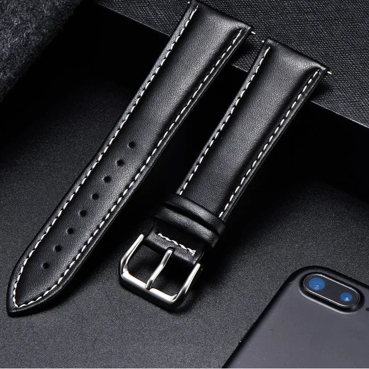 Motorola Moto Watch Band, Soft Calfskin Leather Strap, Steel Buckle