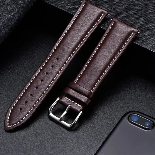 Motorola Moto Watch Band, Soft Calfskin Leather Strap, Steel Buckle