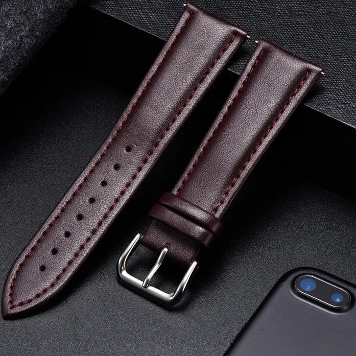 Motorola Moto Watch Band, Soft Calfskin Leather Strap, Steel Buckle