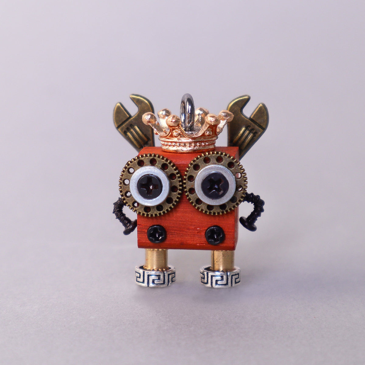 Handcrafted Wooden Bot Necklace, Keychain, or Mini Decor