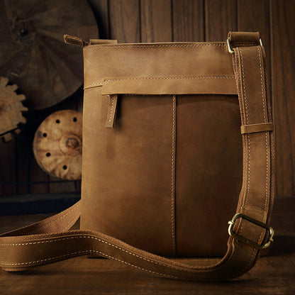 Handmade Leather Men's Crossbody Bag, Retro Genuine Leather Shoulder Bag for Men, Christmas gift