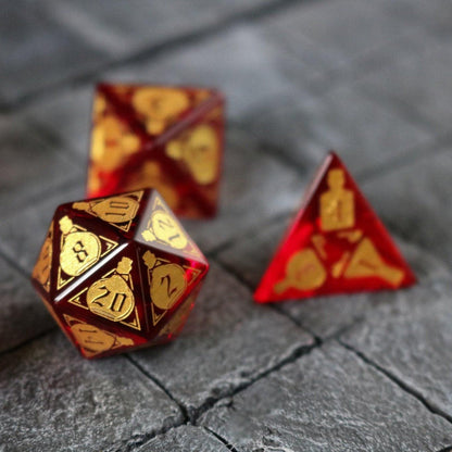 Juego de dados de DND de cristal de circonita roja "Poción de salud"