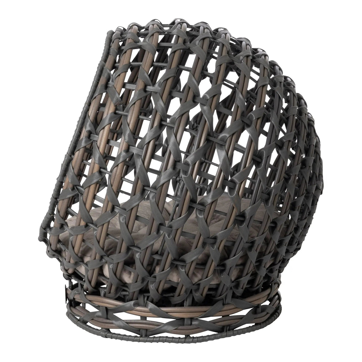 Huntley Pet Hemisphere Rattan Pet Bed, Elevated With Cushion