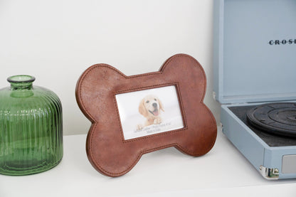 Huntley Pet Leather Bone Shaped Picture Frame, 4x6