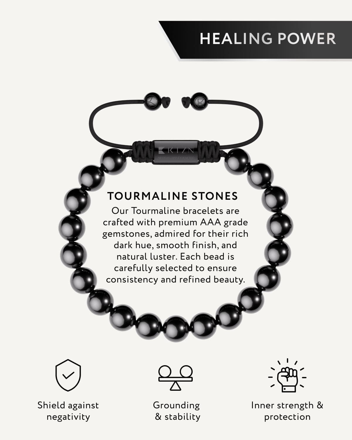 Black Tourmaline Beaded Bracelet - Bali