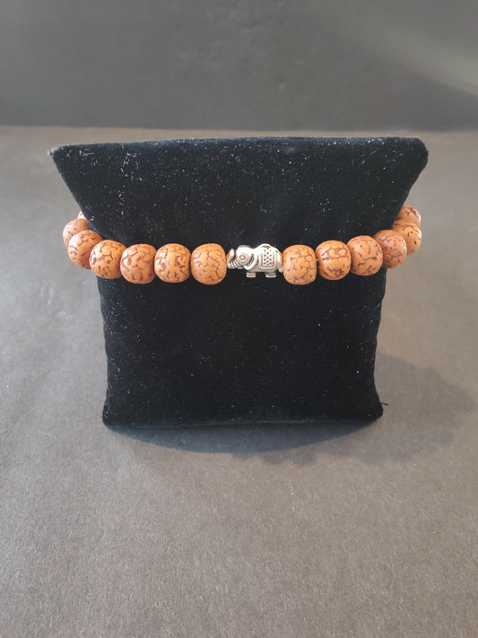 Rudraksha Seed Beaded Bracelet with Elephant Charms
