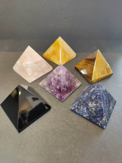 Crystal Polished Pyramid Sculpture Assorted Stones
