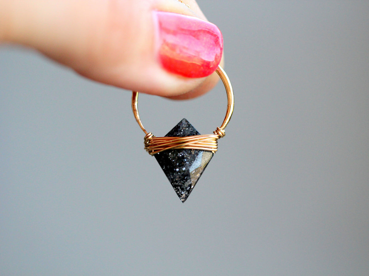 Albatross Necklace - Black Sunstone