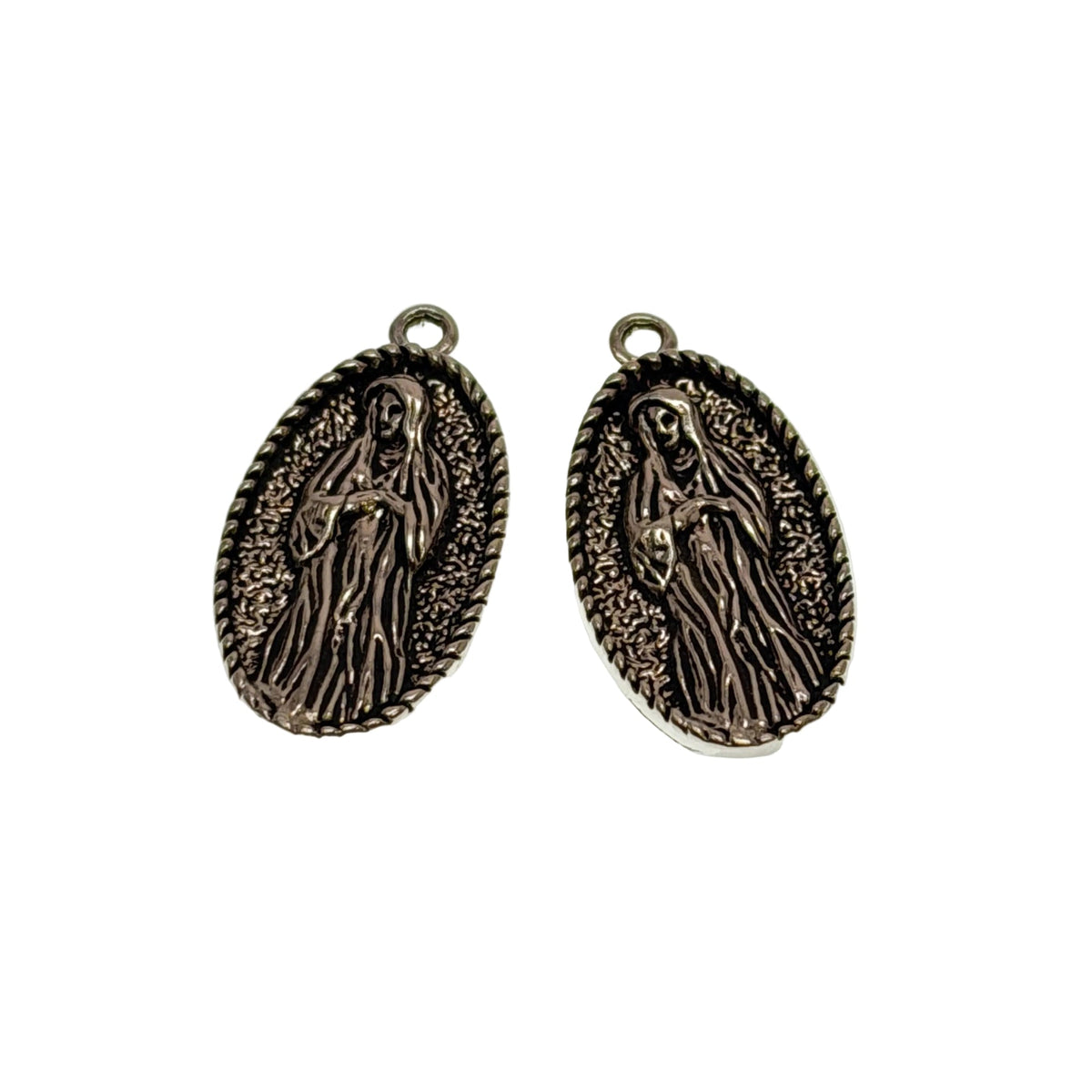 Sterling Silver Our Lady of Guadalupe Religious Charm - 26x13mm Sacred Medal Pendant Sold Individually