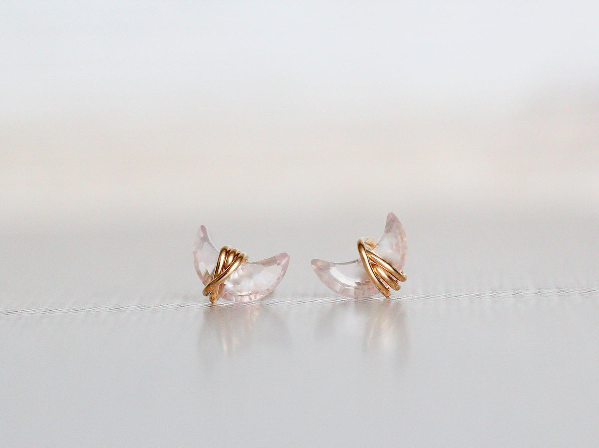 Mini Moonbeam Studs - Rose Quartz