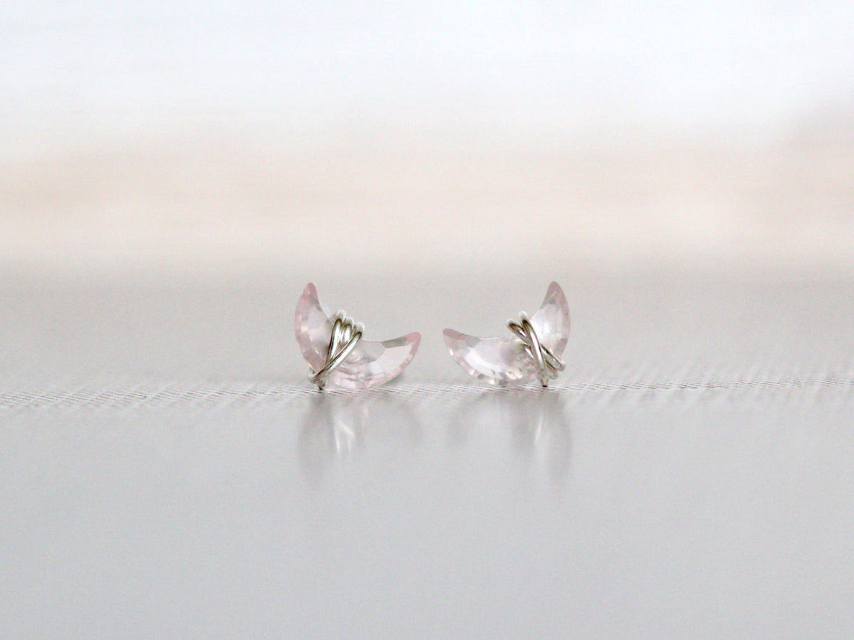 Mini Moonbeam Studs - Rose Quartz