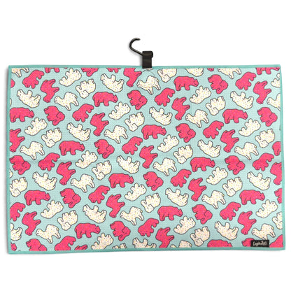 Frosted Animal Cookie Golf Towel | 24” x 16” Microfiber Towel | Magnetic Clip & Carabiner | Premium Golf Accessory