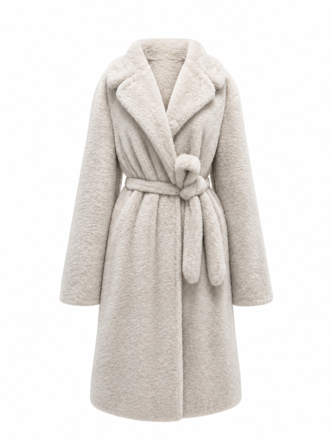 Eden Faux Mink Effect Fur Coat in Ivory