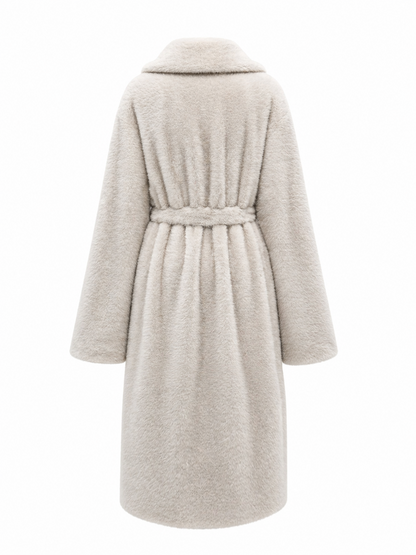 Eden Faux Mink Effect Fur Coat in Ivory