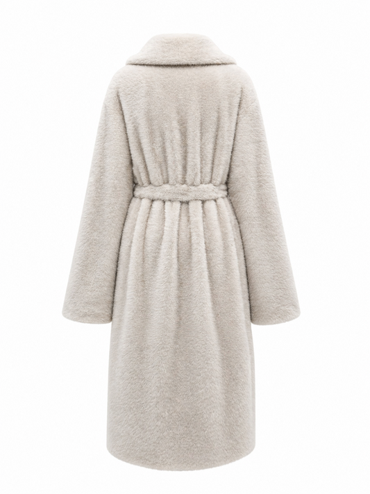 Eden Faux Mink Effect Fur Coat in Ivory