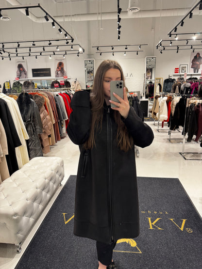 Rei Reversible Faux Fur & Suede Coat in Black/Black