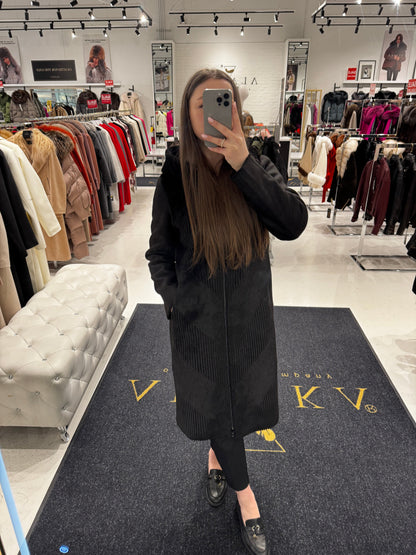 Reversible Faux Fur & Suede Hooded Coat