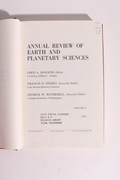 Annual Review of Earth and Planetary Sciences, Volume 6 (1978) — Jupiter’s Moons, Ozone Layer, Mantle Convection & Climate