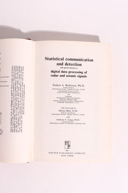 Statistical Communication and Detection: Digital Processing of Radar & Seismic Signals — Enders A. Robinson, First Edition / U.S. Issue (1967)