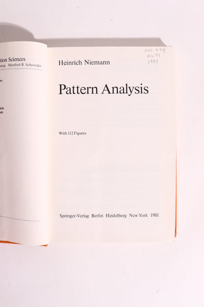 Pattern Analysis — Heinrich Niemann, 1981 First Edition | Early Computer Vision & Pattern Recognition