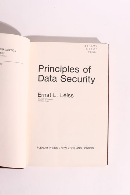 Principles of Data Security — Ernst L. Leiss, 1982 | Early Computer Security & Cryptography