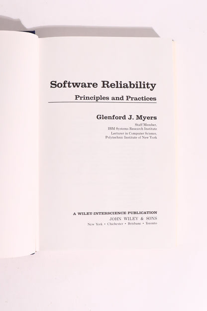 Software Reliability: Principles & Practices — Glenford J. Myers, 1976 | Vintage Software Engineering