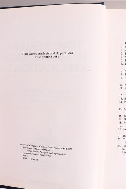 Time Series Analysis and Applications — Enders A. Robinson, 1981 First Printing | Signal Processing & Statistics